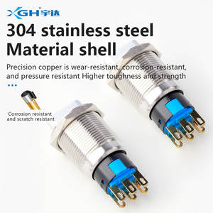 YUDA Hoogwaardige Waterdichte Metalen Drukknop Schakelaar Draaischakelaars 2-3 Positie 1NO1NC 5A LED Metalen Schakelaar met 6-440V - Product Image 2