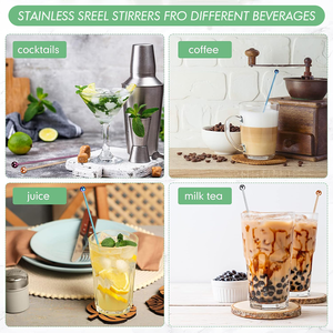 أعواد تحريك معدنية 7.6 بوصة لتحريك القهوة وأدوات البار والنبيذ، أعواد تحريك من الفولاذ المقاوم للصدأ للمشروبات والكوكتيلات - Product Image 5