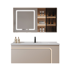 Modern Bathroom Vanity Set with Smart LED Mirror,Seamless Ceramic Sink, <b>Floating</b> Storage Cabinet for Contemporary Home Decor - Product Image 1