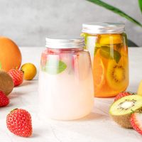 Bouteille de boisson en PET ronde et épaisse de 500 ml de la marque XYA Factory, idéale pour le café, le lait, le thé Boba, les jus, avec bouchon en aluminium.