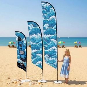 Promotion : Drapeau de plage personnalisé avec logo pour salon de coiffure, bannière publicitaire extérieure, support de poteau volant avec base à eau en polyester - Product Image 3