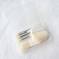 Juego de 6 Brochas de Maquillaje Veganas de Pelo Sintético Blanco, Portátiles, Mini, de Viaje, con Estuche y Logotipo Personalizado