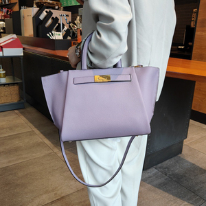 Model baru indah klasik wanita warna ungu dompet tas tangan tas tangan kulit asli modis 2024 - Product Image 3