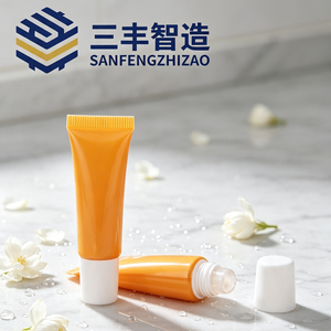 Glossy Orange LDPE Cosmetic Squeeze Tube with Small Roller Ball Applicator & Screw Cap for <b>Lip</b> Oil - Product Image 2