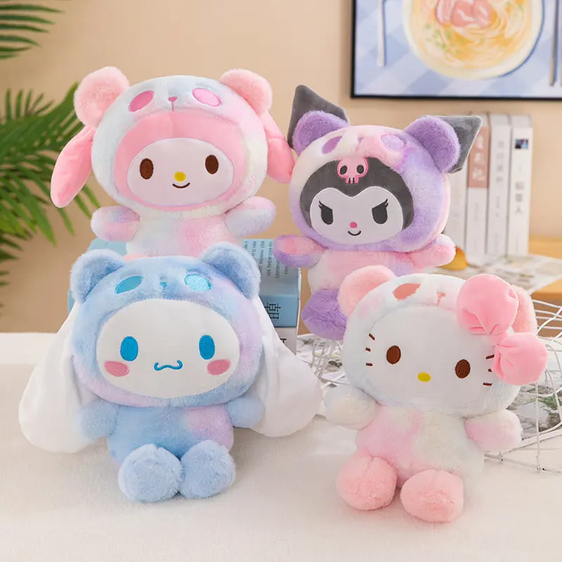 22cm Rainbow Sanrioed Plush Kawaii Soft Stuffed Plush Toys Kuromi My Melody Soft Dolls Kids Sanrioed Keychain Plush