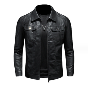 Nuova primavera e autunno inverno versione coreana <span class=keywords><strong>Slim</strong></span>-<span class=keywords><strong>fit</strong></span> tendenza Plus giacca da moto in pile spessa giacca giacca da <span class=keywords><strong>uomo</strong></span> in pelle sintetica - Product Image 1