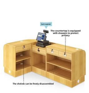 طاولة كاشير مخصصة لمتاجر السوبر ماركت، تصميم طاولة عداد نقدي من MDF، كاونتر دفع للمتاجر المريحة - Product Image 4