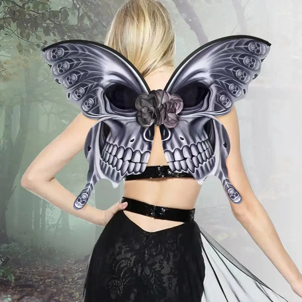 Skelett Schmetterling Wing Punk Halloween gotische Cosplay-Dekoration Zubehör Halloween Schädel Rose Spinne Schmetterlings-Kopfband