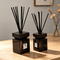 Diffuseur d'huiles essentielles haut de gamme en verre carré grand format, sans flamme, rechargeable, avec impression sérigraphique colorée