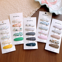 Aksesoris Rambut Kain Murah 5pcs/set Warna Campur Jepit Rambut Logam Bentuk Tetesan Air Grosir Jepit Rambut Motif Bunga Kecil