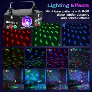 ไฟดิสโก้บอล <span class=keywords><strong>YSH</strong></span> LED+LASER RGBW สีแดงและสีเขียว พร้อมรีโมท DMX-512 ควบคุมด้วยเสียง สำหรับคลับ/งานปาร์ตี้/คาราโอเกะ/บาร์ มาตรฐาน IP33 - Product Image 2