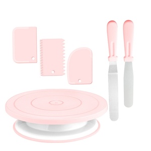 Juego de mesa para decoración de pasteles de 6 piezas, plato giratorio redondo de plástico para pasteles para hornear alimentos, uso comercial, juego giratorio de pasteles de plástico - Product Image 2
