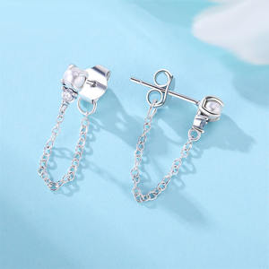 S925 Sterling Silver Designer <b>Earrings</b>, Blue and <b>Green</b> Zircon <b>Earrings</b> - Women's Pendant <b>Earrings</b> (Women's Style) - Product Image 3