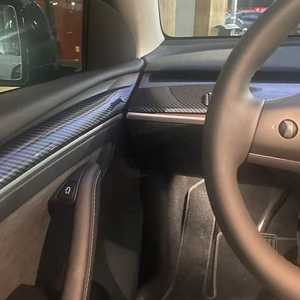 แผ่นปิดแผงหน้าปัดรถยนต์ขอบประตูสำหรับ Tesla โมเดล3 Y อุปกรณ์ตกแต่งภายใน2023คาร์บอนไฟเบอร์แห้งสติกเกอร์ตกแต่งคอนโซลกลางรถยนต์ - Product Image 1