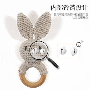 Hochet en bois au crochet pour nouveau-né, jouet lapin, <span class=keywords><strong>anneau</strong></span> <span class=keywords><strong>de</strong></span> <span class=keywords><strong>dentition</strong></span>, cadeau, décoration murale, boîte artisanale en bois pour la décoration intérieure - Product Image 3