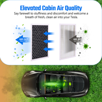 Aksesori karbon aktif Tesla Set, 2 pengganti AC HEPA Filter udara kabin untuk Model Y Model 3 2016-2024
