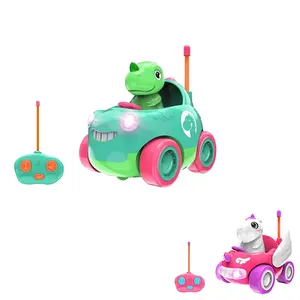 Wholesale rc dinosaur/unicorn/spaceman car toys for kids with sounds and music , cartoon car remote control rc car