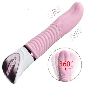 Nueva calefacción lamiendo lengua vibrador clítoris vibrador masturbadores baratos juguetes sexuales lengua lamiendo juguetes sexuales vibrador de silicona rosa