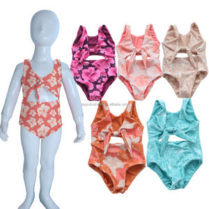 Costumi da bagno interi per bambine e neonate, stile boutique, con stampa floreale hawaiana, senza maniche, reversibili, eleganti <span class=keywords><strong>bikini</strong></span> per bambine. - Product Image 1