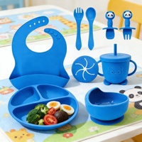 Juego de Vajilla de Silicona para Bebé, Diseño Clásico Personalizado, Grado Alimenticio, Ecológico, No Tóxico, Incluye Plato, Tazón, Cuchara, Tenedor