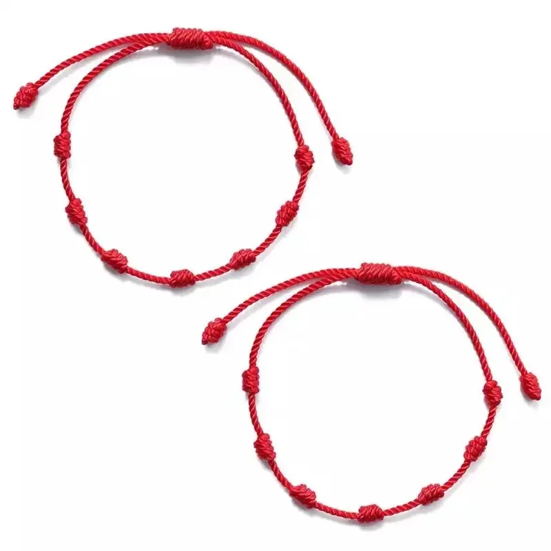 2022 Friendship Bracelet Adjustable 7 Knots Red String Bracelet Handmade Good Luck Amulet Rope Bracelet