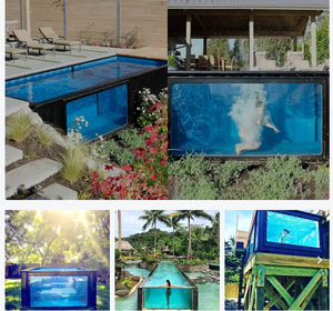 Tùy chỉnh sân thượng lớn 8m 10m bể sục Spa hydromassage hình chữ nhật sợi thủy tinh inground hồ bơi ngoài trời - Product Image 6