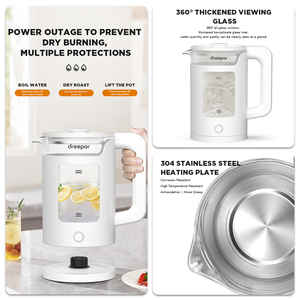 Dreepor 2L Glass Electric <strong>Kettle</strong> with Stainless Steel Heating Plate <strong>Fast</strong> <strong>Boiling</strong> Water Heater Water <strong>Kettle</strong> for Household Kitchen - Product Image 5