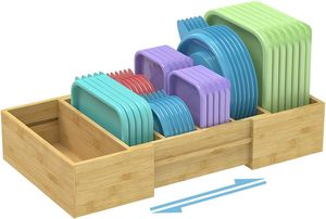 Organisateur de couvercles de cuisine extensible sur mesure pour armoire, couvercles, garde-manger, tiroir et comptoir, avec 3 séparateurs réglables - Product Image 2
