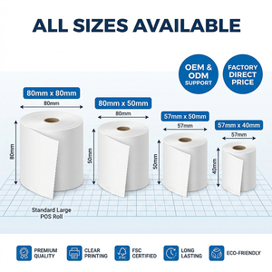 Rollo Térmico 80x80 con Revestimiento Uniforme Resistente al Calor, 100% Material Nuevo, Probado por Control de Calidad, Envío Rápido, Papel para Recibos POS, Papel para <span class=keywords><strong>Caja</strong></span> <span class=keywords><strong>Registradora</strong></span> - Product Image 4