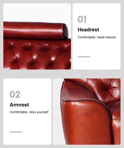 <span class=keywords><strong>MANWAH</strong></span> pour le marché européen, canapé Chesterfield d'angle en cuir véritable marron de luxe, inclinable électrique, avec appui-tête et structure métallique - Product Image 3