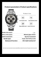 Montres à quartz de marque Étanches Aiguilles lumineuses Chronographe Phase lunaire Montre-bracelet pour hommes Montre Relojes Hombre Uhr