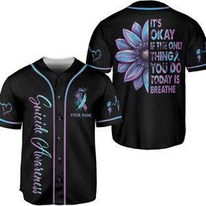 Ensembles de maillots de baseball sportifs unisexes pour la prévention du suicide et le soutien de la santé mentale, anti-transpiration et antibactériens, États-Unis - Product Image 3