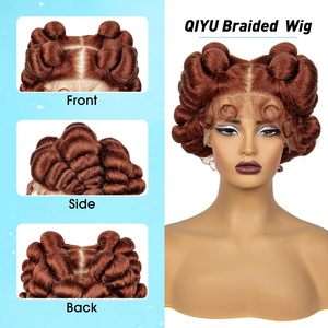 Perruques synthétiques Full Lace pour femmes, petites boucles africaines européennes, cheveux à tresser, double trame machine, cheveux de bébé en soie, franges ajustables - Product Image 5