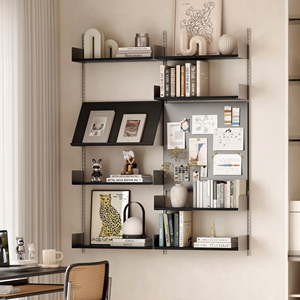 Étagère murale avec rail en acier inoxydable, support de rangement à niveaux, librement combinable pour le rangement mural - Product Image 4