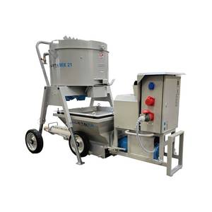 Máquina profesional de pulverización de yeso con motor azul, bomba de hormigón para construcción. - Product Image 1