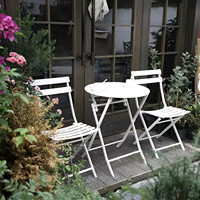 Ensemble table et chaises pliantes modernes en fer, empilables, imperméables, durables, avec plateau pliable, gain de place, pour usage extérieur et hôtelier