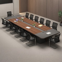 Table de conférence moderne haut de gamme pour entreprises, grande table de négociation de bureau, table de travail minimaliste de luxe en bois massif