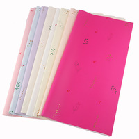 Kertas Seni Ramah Lingkungan Sekali Pakai Tahan Air Warna Solid Motif Tanaman Desain Sederhana Korea untuk Membungkus Buket Bunga Segar