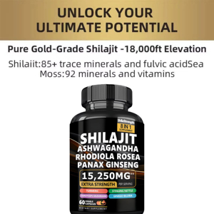 Biologische Shilajit Capsules Met Ashwagandha En Rhodiola Rosea Bulk Groothandel Levering Professionele Oem Odm Productie - Product Image 4