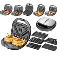 Aifa 6-en-1 : Machine à sandwichs et gaufres détachable 2 en 1, machine à beignets en acier inoxydable avec 6 plaques, grill de contact pour panini