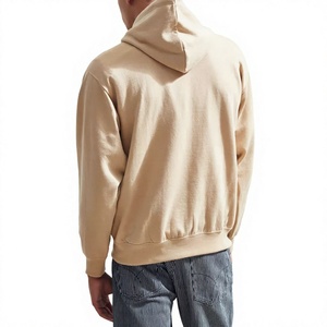 Sweat-shirt à capuche beige pour homme avec logo imprimé en flock rouge, coupe classique, pull en coton tricoté décontracté, vêtement d'automne - Product Image 6