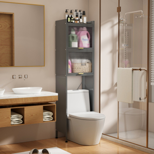 Gabinete de almacenamiento de acero y vidrio para sala de lavado, estante de almacenamiento colgante de pared para suelo de baño, estante de almacenamiento sobre <span class=keywords><strong>lavadora</strong></span>, inodoro - Product Image 2