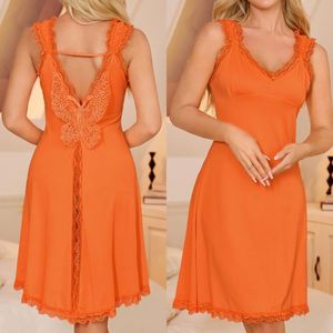 SFY-YH00184 Nouvelle robe de nuit sexy avec broderie papillon au dos, grande taille, vêtements de nuit pour femmes, nuisette érotique à ouverture au dos, pyjama - Product Image 3