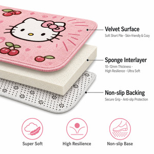 Hello Kitty Memory Foam Velvet Bath <strong>Mat</strong> Super Soft 10-12mm Sponge Memory Foam <strong>Bathroom</strong> Rug Cartoon Non-Slip Absorbent Bath Rug - Product Image 2