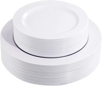 60 assiettes en plastique jetables blanches très résistantes pour 30 invités, comprenant 30 assiettes de 10,25 pouces et 30 assiettes de 7,5 pouces pour fête d'anniversaire/mariage