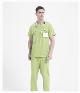 Uniformes de Trabajo Duraderos y Resistentes <span class=keywords><strong>a</strong></span> la Decoloración con Cuello en V para Clínicas Estéticas y Residencias de Ancianos, Color Verde Caqui Fresco - Product Image 4