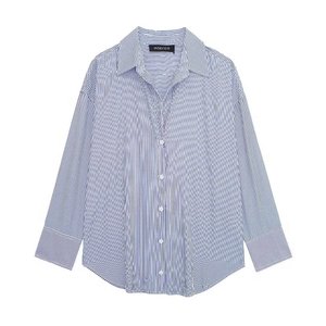 Camisa de Popelina de Algodón para <span class=keywords><strong>Mujer</strong></span>, Corte Holgado, Manga Larga, con Botones, en Varios Colores Sólidos, Personalizable (OEM/ODM), Estilo Vintage - Product Image 3