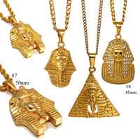 Collar de Acero Inoxidable con Colgante de Pirámide Egipcia, Rey Tut, Reina Nefertiti, Cruz Ankh, Joyería Africana para Hombre