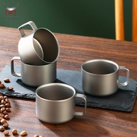 Mug à café isotherme à double paroi en titane, finition sablée et cristallisée, portable, pour le camping en extérieur et les cadeaux d'affaires