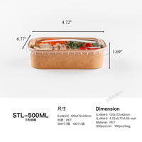 Boîte à lunch jetable en papier kraft recyclable en gros 500/650/750/1000ml, conteneur alimentaire, emballage en papier brun, boîte à emporter